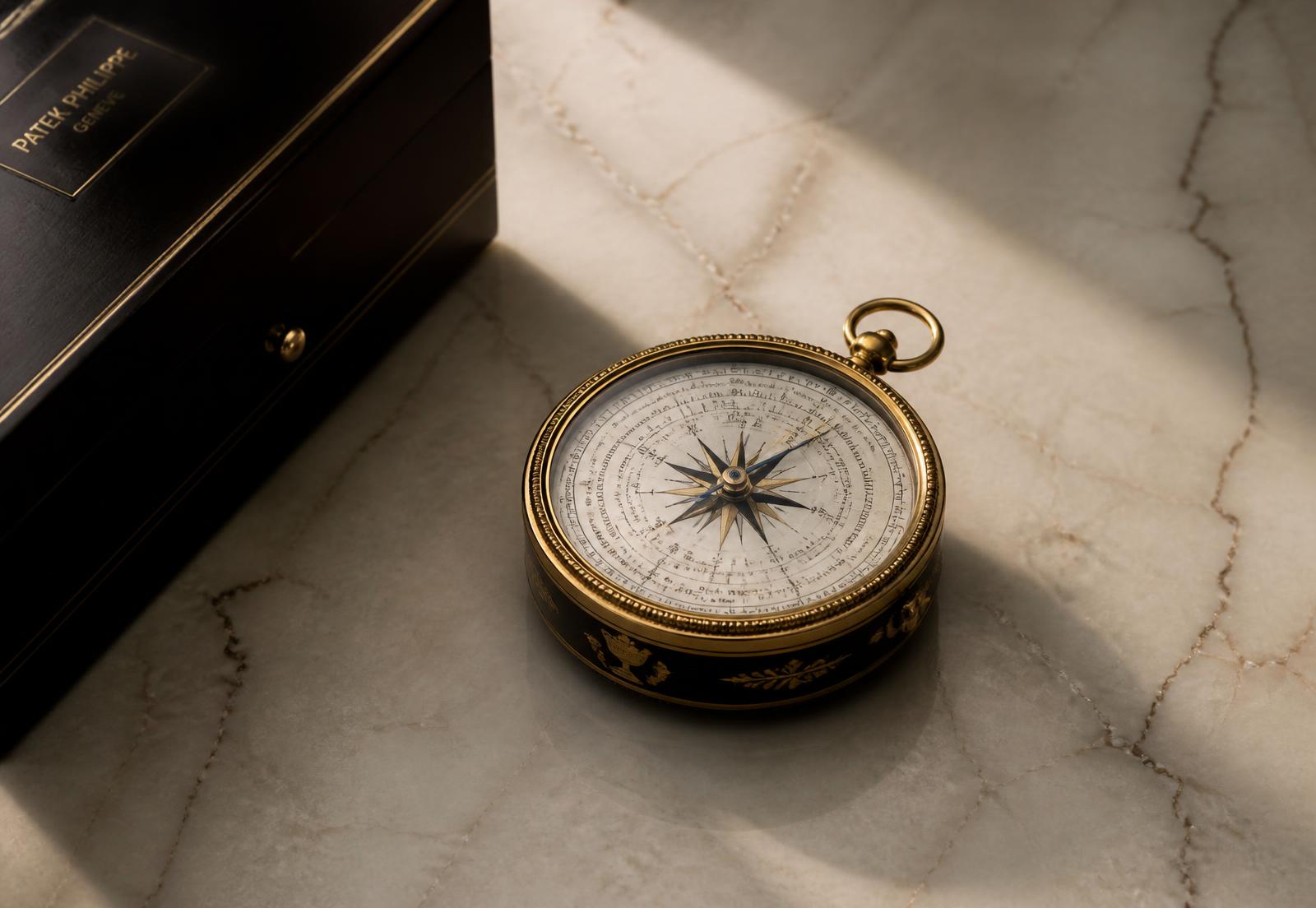 A rare collectible object photographed on cream marble